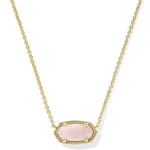 Elisa Gold Pendant Necklace in Rose Quartz